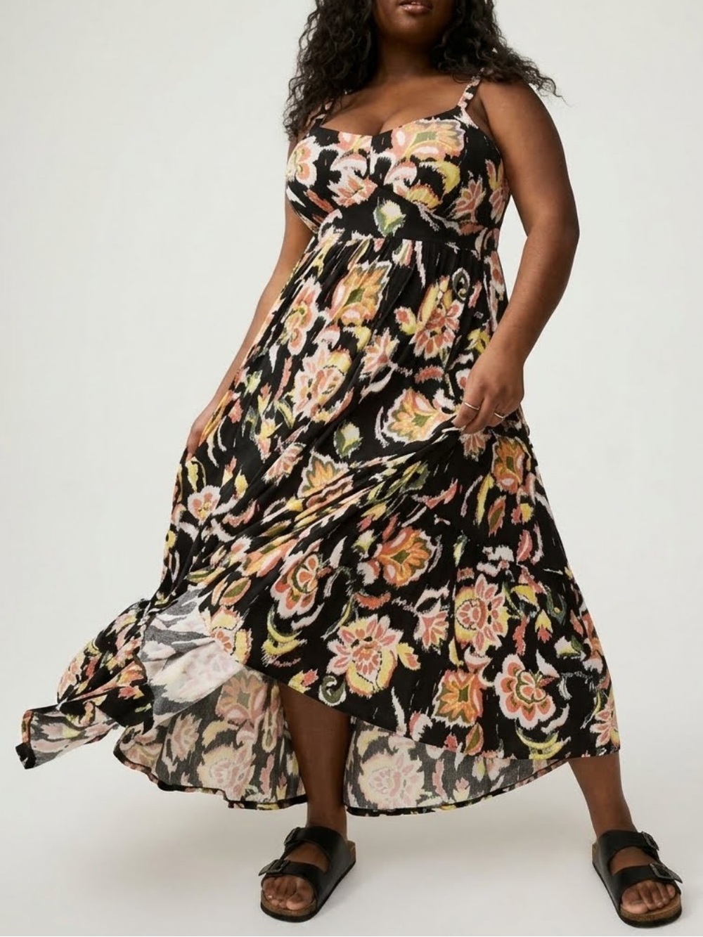 Torrid A-Line Maxi Dress Bella Jaco Deep Black Stretch Jersey Party 2024 NWT-1